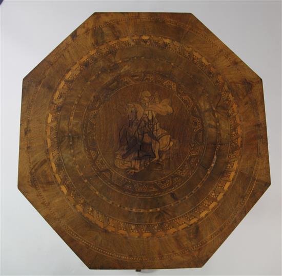 Late 19th century Maltese parquetry inlaid walnut occasional table(-)